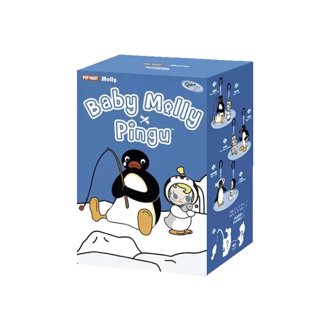 Baby Molly × Pingu Seria Happy Fishing – Cutie de vinil cu pandantiv de pluș Baby Molly × Pingu Seria Happy Fishing – Cutie de vinil cu pandantiv de pluș