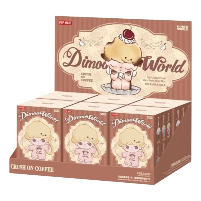 Breloc de pluș Dimoo Crush on Coffee, cutie sigilată (6 cutii blind)