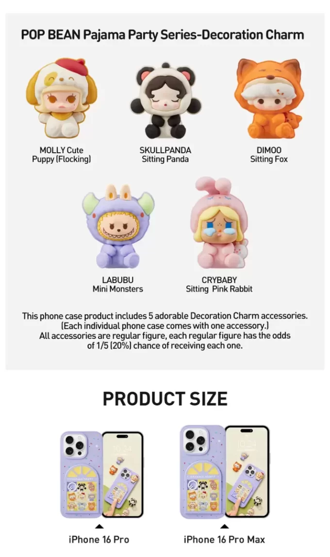 Carcasă de telefon cu orificii glisante POP BEAN Pajama Party