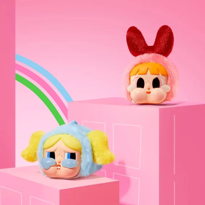 CRYBABY × Seria Fetițele Powerpuff – Cutie de pluș cu față de vinil CRYBABY × Seria Fetițele Powerpuff – Cutie de pluș cu față de vinil