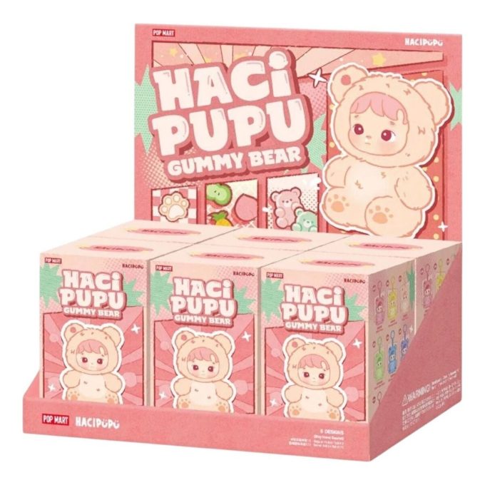 Cutie sigilată cu pandantiv din vinil cu ursuleț de pluș Hacipupu (6 cutii oarbe)