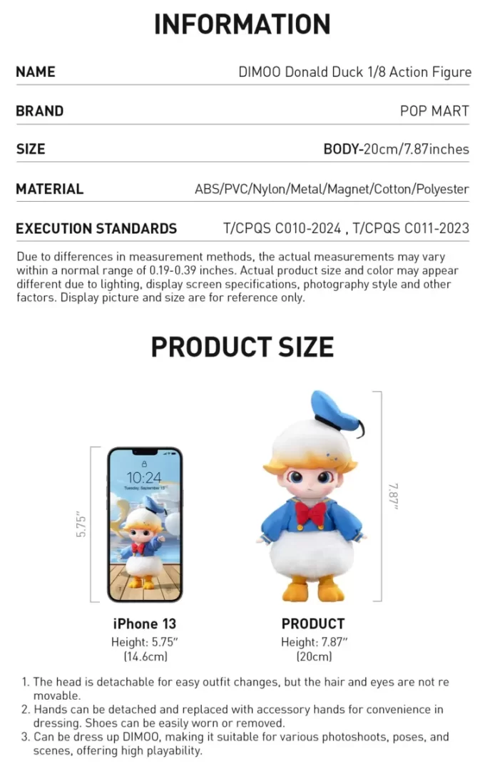 DIMOO Donald Duck Figurină 1/8