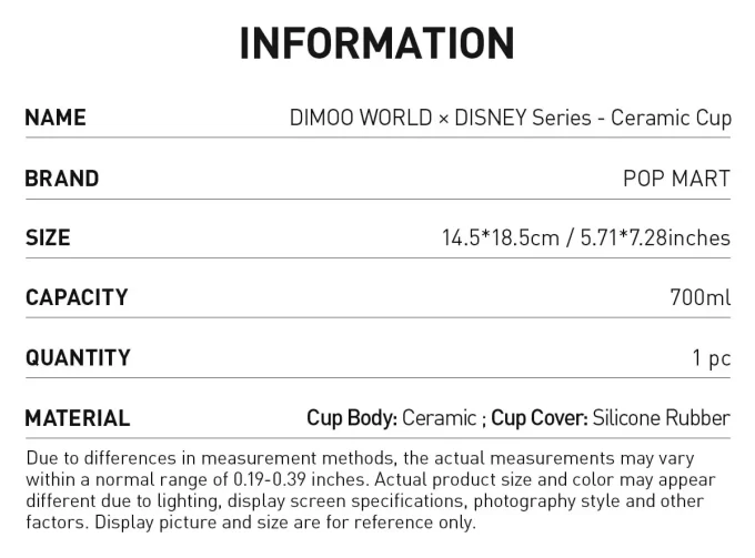 DIMOO WORLD × Seria DISNEY – Ceașcă ceramică