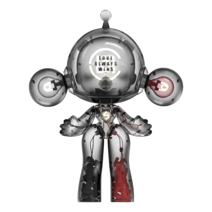 Figurină Skullpanda Mega Invincible Love de la Pop Mart x Clot 1000%