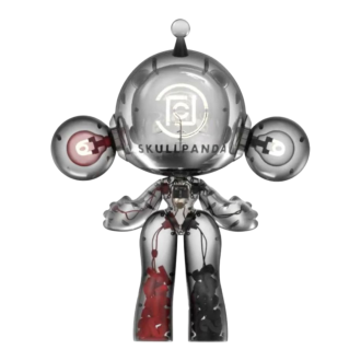 Figurină Skullpanda Mega Invincible Love de la Pop Mart x Clot 1000%