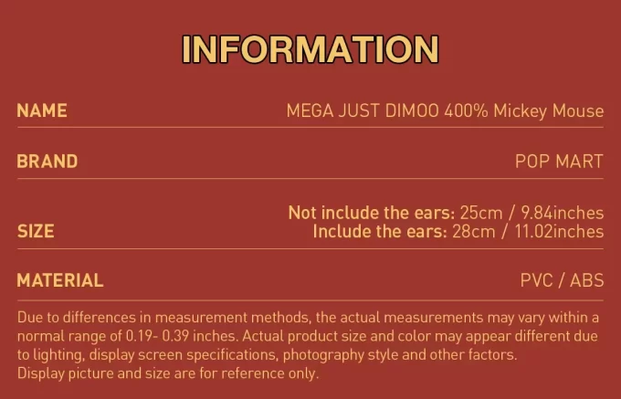MEGA JUST DIMOO 400% Mickey Mouse MEGA JUST DIMOO 400% Mickey Mouse
