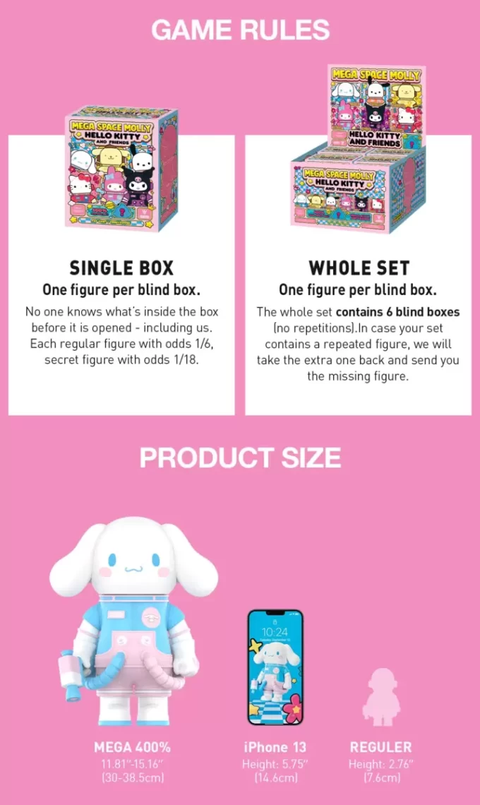 MEGA SPACE MOLLY 400% Seria Hello Kitty și Prietenii