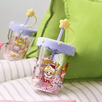 POP BEAN Paie de Petrecere în Pijama cu Dublu Strat, Paie Mișcătoare
