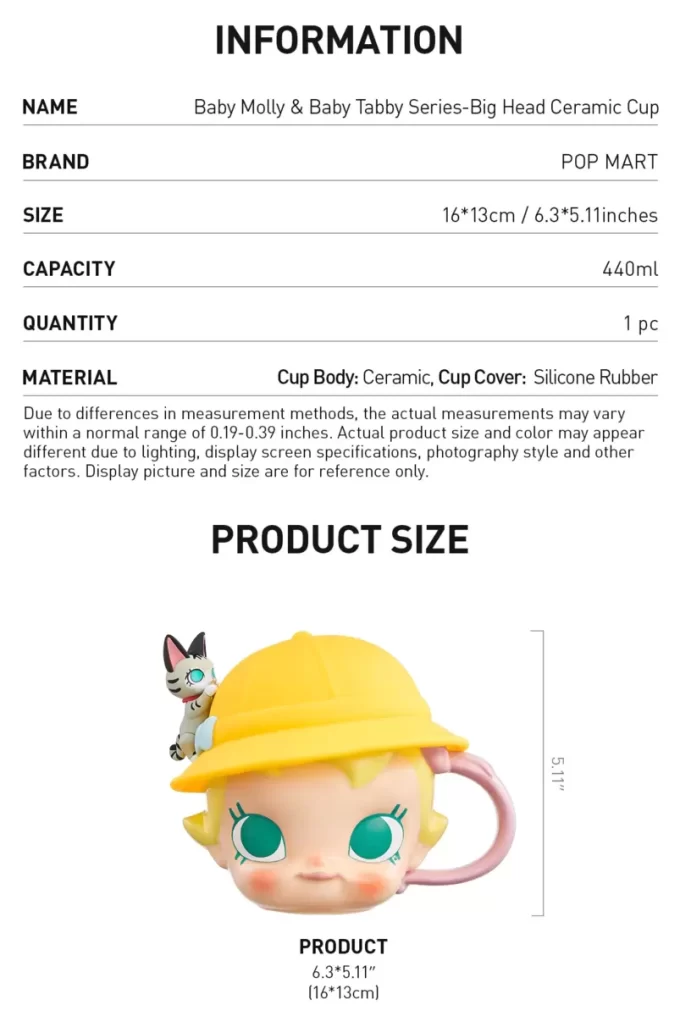 Seria Baby Molly și Baby Tabby – Cană ceramică cu cap mare