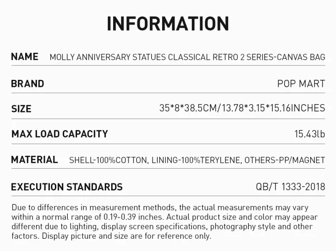 Statui aniversare MOLLY Classical Retro Seria 2 – Geantă de pânză